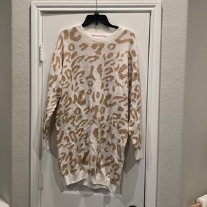 NEW NEVER WORN PINK LILY CHEETAH SWEATER DRESS